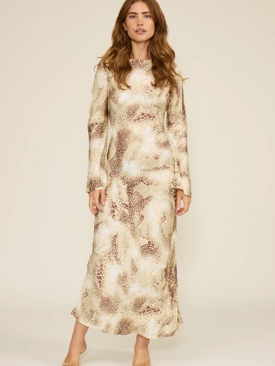 Lucy Paris Dresses & Skirts - Lucy Paris Giovanna Bias Beige and Brown Snake-Print Maxi Dress